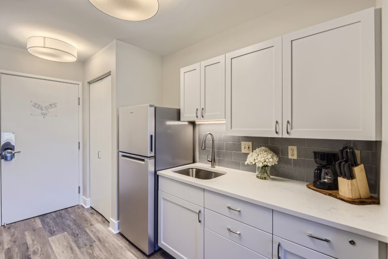 assisted living apartment kitchen landscape