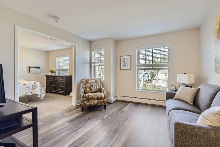 assisted living apartment living room landscape