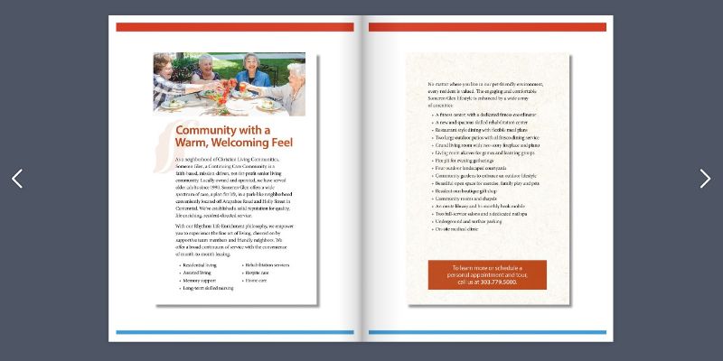 Someren Glen Senior Living Community in Centennial, CO - someren glen digital brochure sub menu